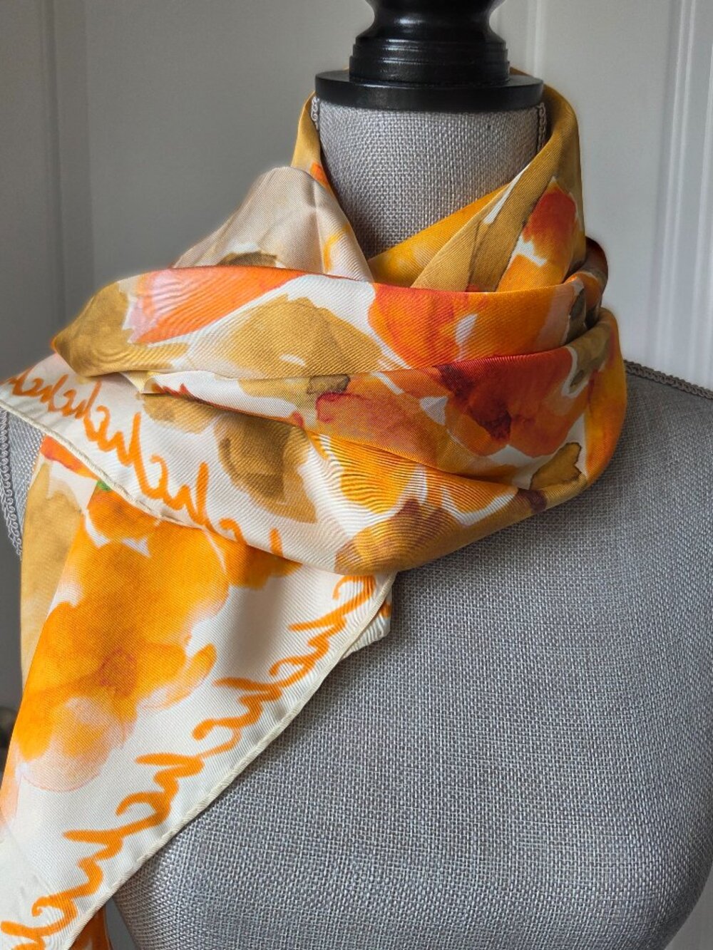 Vintage Carolina Herrara silk scarf elegant feminine fall colours